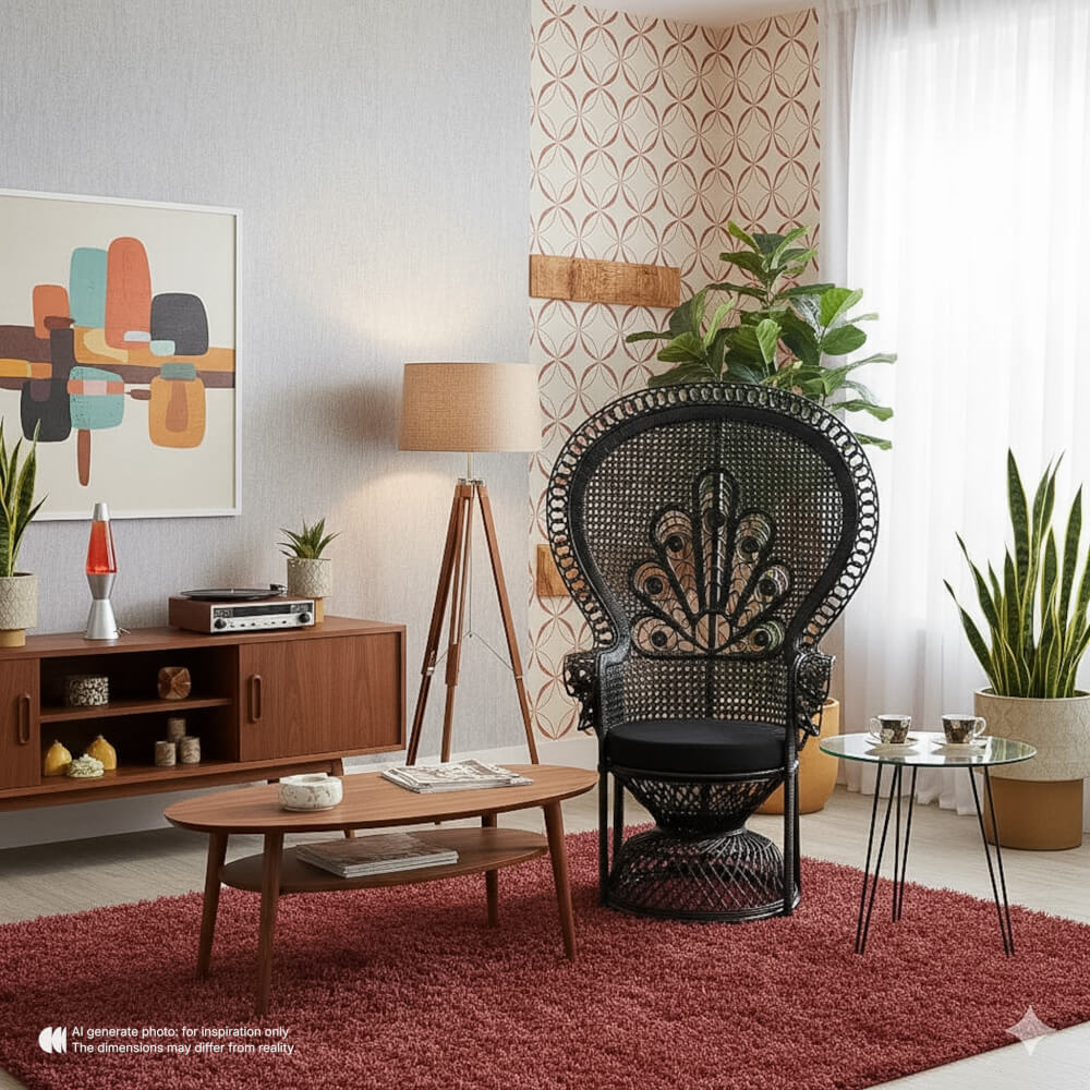 เก้าอี้หวายแท้ PISAMAI รุ่น PRINCESS CHAIR เก้าอี้นางงาม ขนาด 75*55*150 ซม. สีดำ
